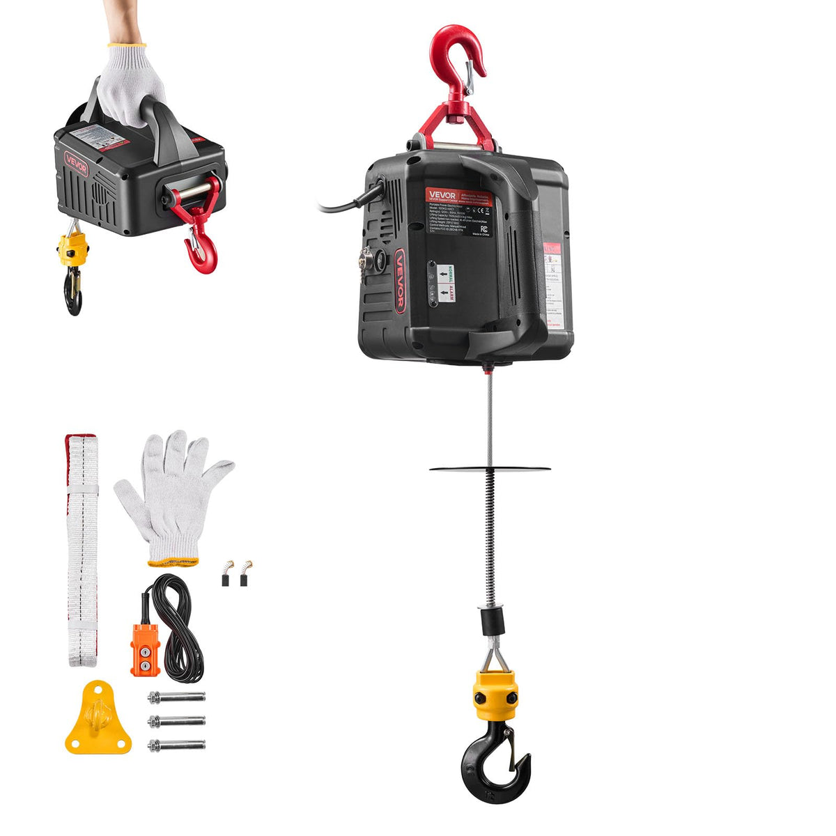 1100 lbs 1500W Electric Hoist Winch with Wired Remote Control S23672