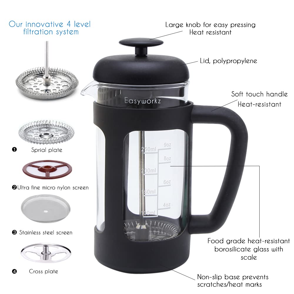 12 oz Stainless Steel French Press with Measuring Spoon P2380