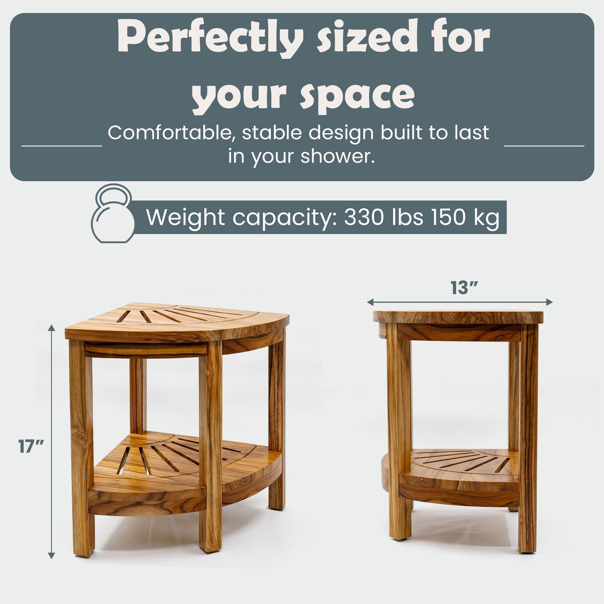 13-Inch Teak Corner Shower Bench U4418