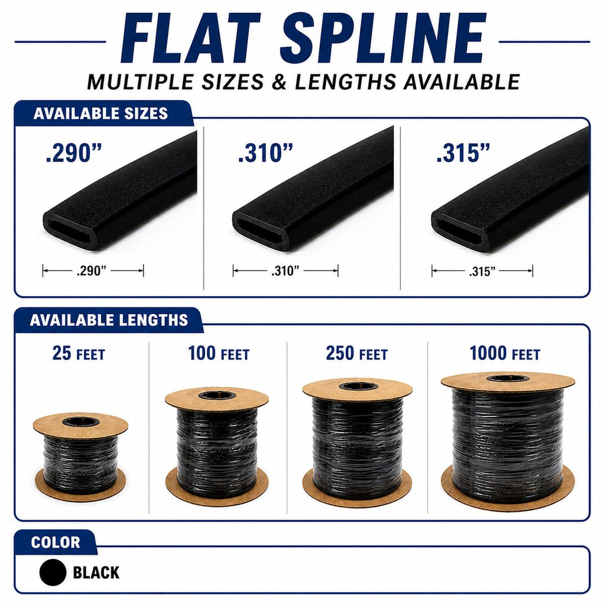 .310 Flat Vinyl Spline 100 Feet C56327