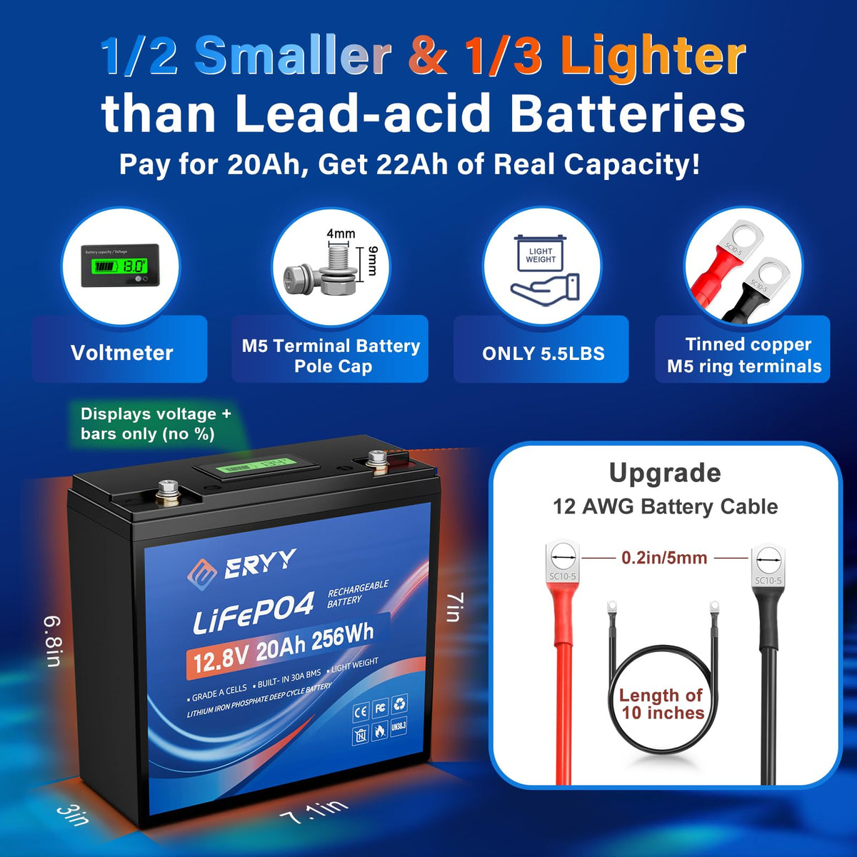 12V 20AH LiFePO4 Lithium Battery with 30A BMS N786277