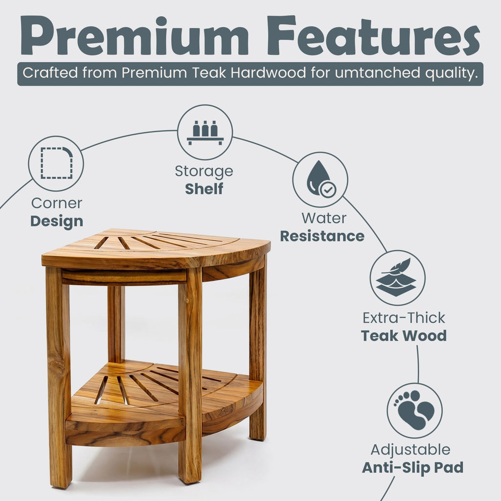 13-Inch Teak Corner Shower Bench U4418