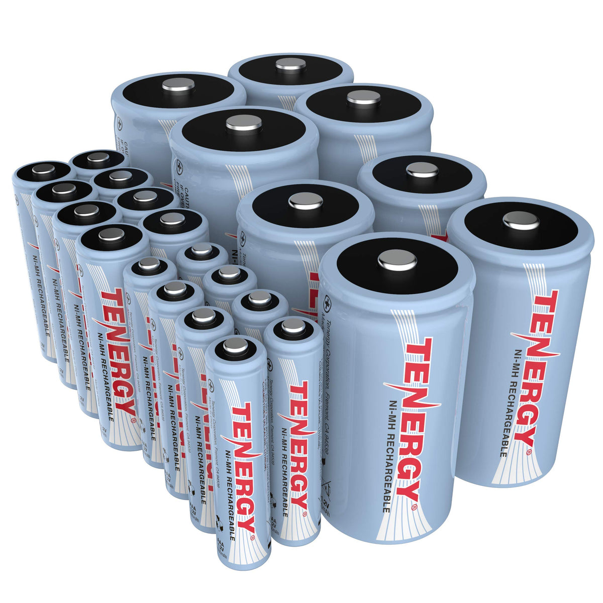 1.2V Rechargeable NiMH AA AAA C and D Battery Combo J8556