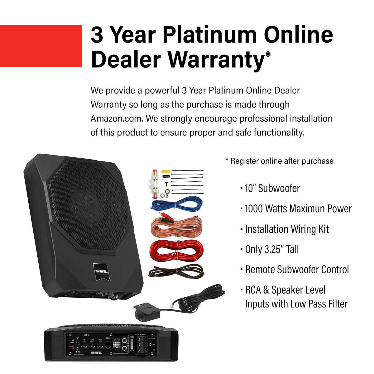 10 Inch Under Seat Car Subwoofer T1647