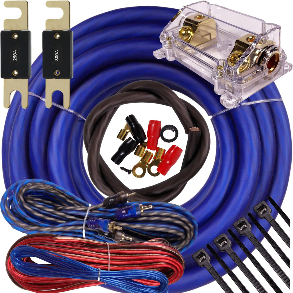 0 Gauge Amp Kit Amplifier Install Wiring 5000W to 8000W Blue N335