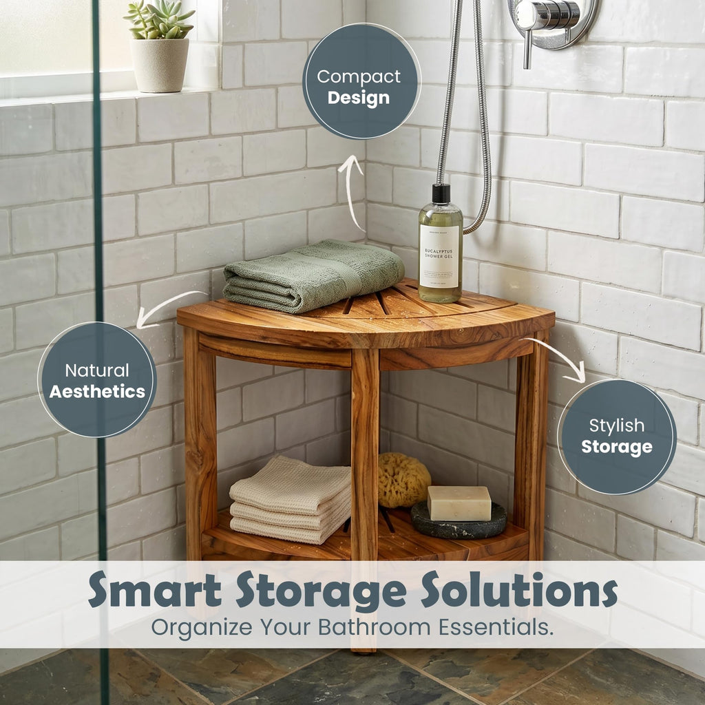 13-Inch Teak Corner Shower Bench U4418