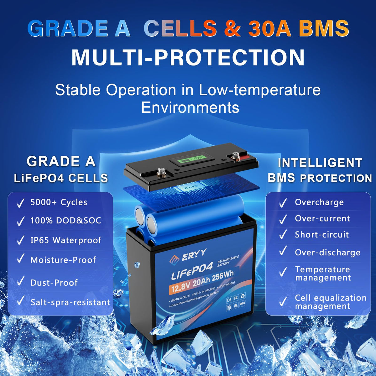 12V 20AH LiFePO4 Lithium Battery with 30A BMS N786277