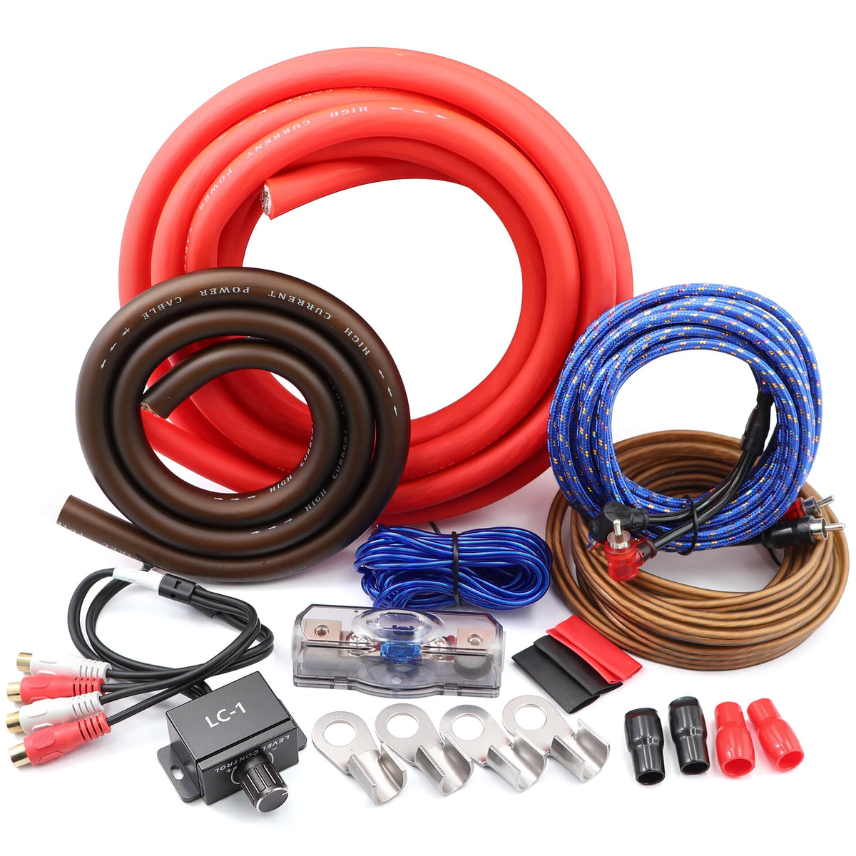0 Gauge Car Audio Amp Wiring Kit 3000W with Bass Knob R165205